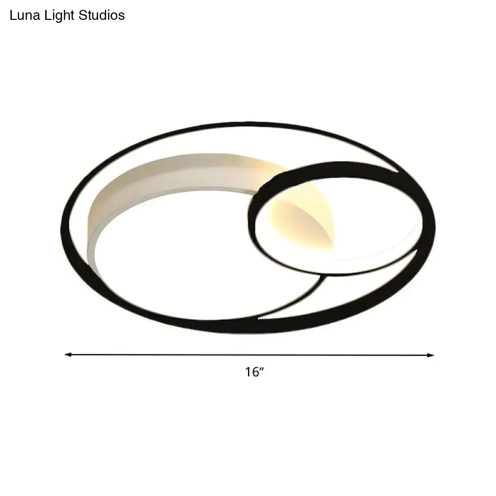 Modern Acrylic Ring Flushmount LED Ceiling Light in Gray/White/Black with Warm/White/3 Color Lighting"