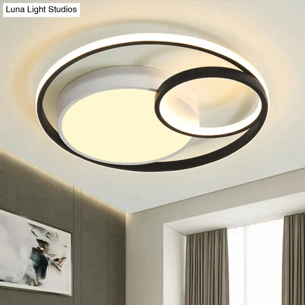 Modern Acrylic Ring Flushmount LED Ceiling Light in Gray/White/Black with Warm/White/3 Color Lighting"