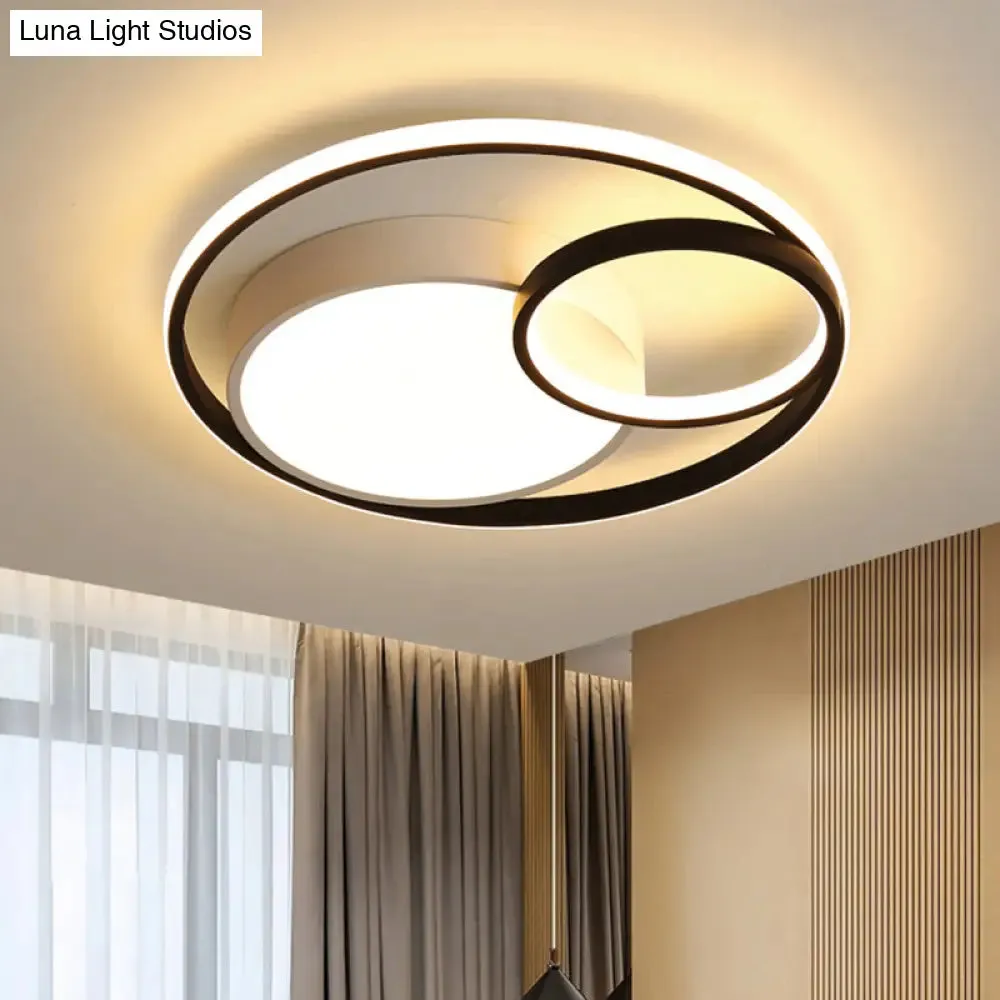 Modern Acrylic Ring Flushmount LED Ceiling Light in Gray/White/Black with Warm/White/3 Color Lighting"