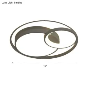 Modern Acrylic Ring Flushmount LED Ceiling Light in Gray/White/Black with Warm/White/3 Color Lighting"