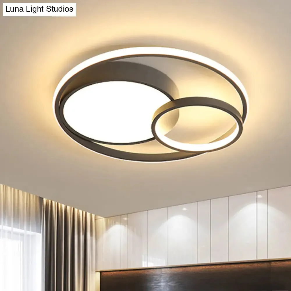 Modern Acrylic Ring Flushmount LED Ceiling Light in Gray/White/Black with Warm/White/3 Color Lighting"