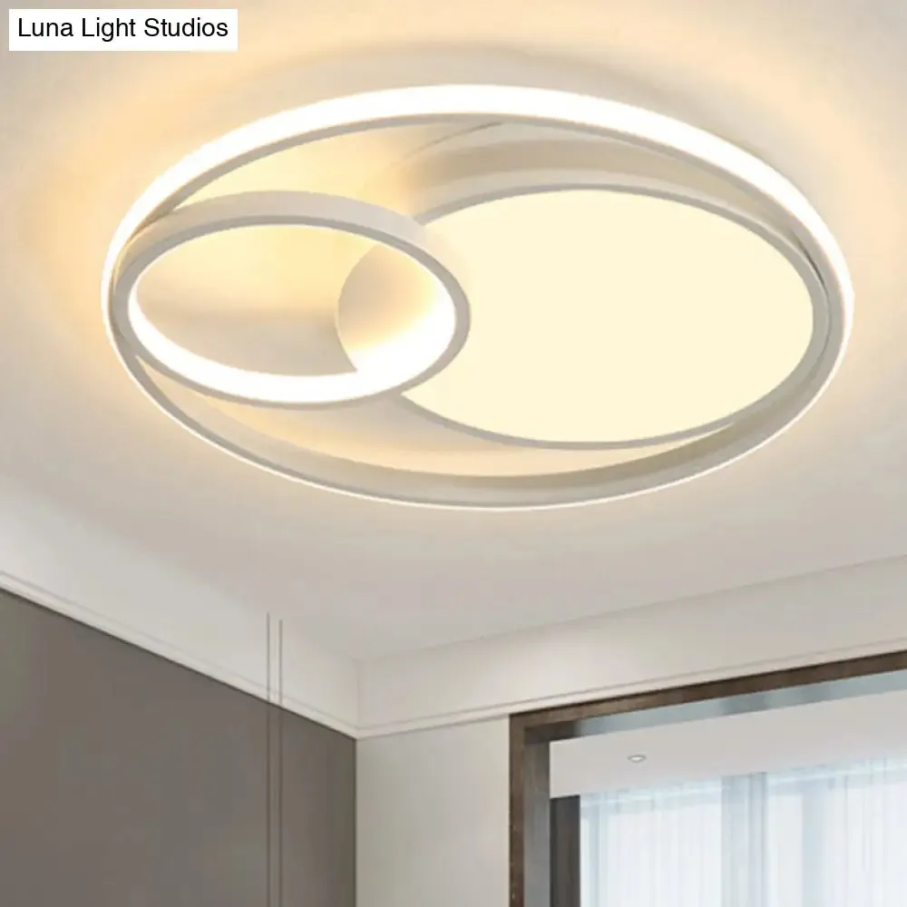 Modern Acrylic Ring Flushmount LED Ceiling Light in Gray/White/Black with Warm/White/3 Color Lighting"