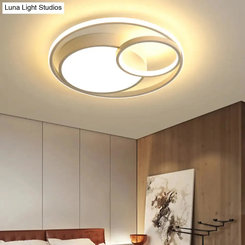 Modern Acrylic Ring Flushmount LED Ceiling Light in Gray/White/Black with Warm/White/3 Color Lighting"