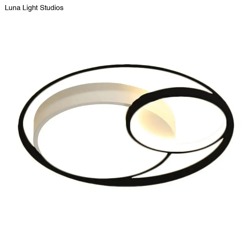 Modern Acrylic Ring Flushmount LED Ceiling Light in Gray/White/Black with Warm/White/3 Color Lighting"