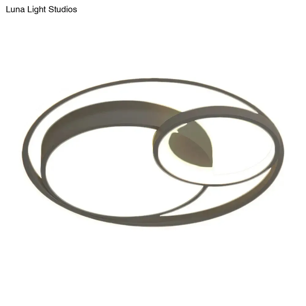 Modern Acrylic Ring Flushmount LED Ceiling Light in Gray/White/Black with Warm/White/3 Color Lighting"