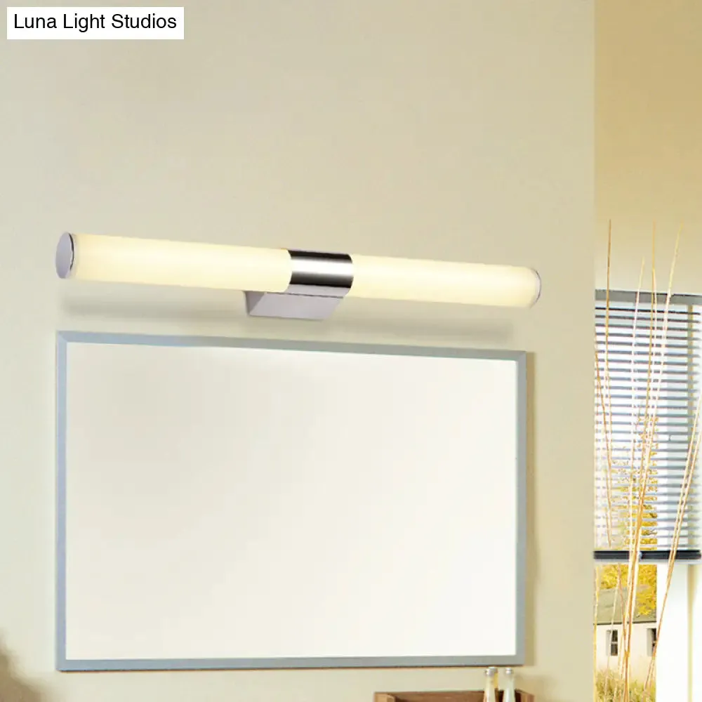 Modern Chrome LED Wall Vanity Light with Acrylic Tube and Warm/White Light, 18"/23.5"/31.5" Length