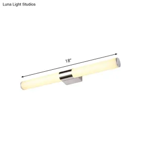 Modern Chrome LED Wall Vanity Light with Acrylic Tube and Warm/White Light, 18"/23.5"/31.5" Length