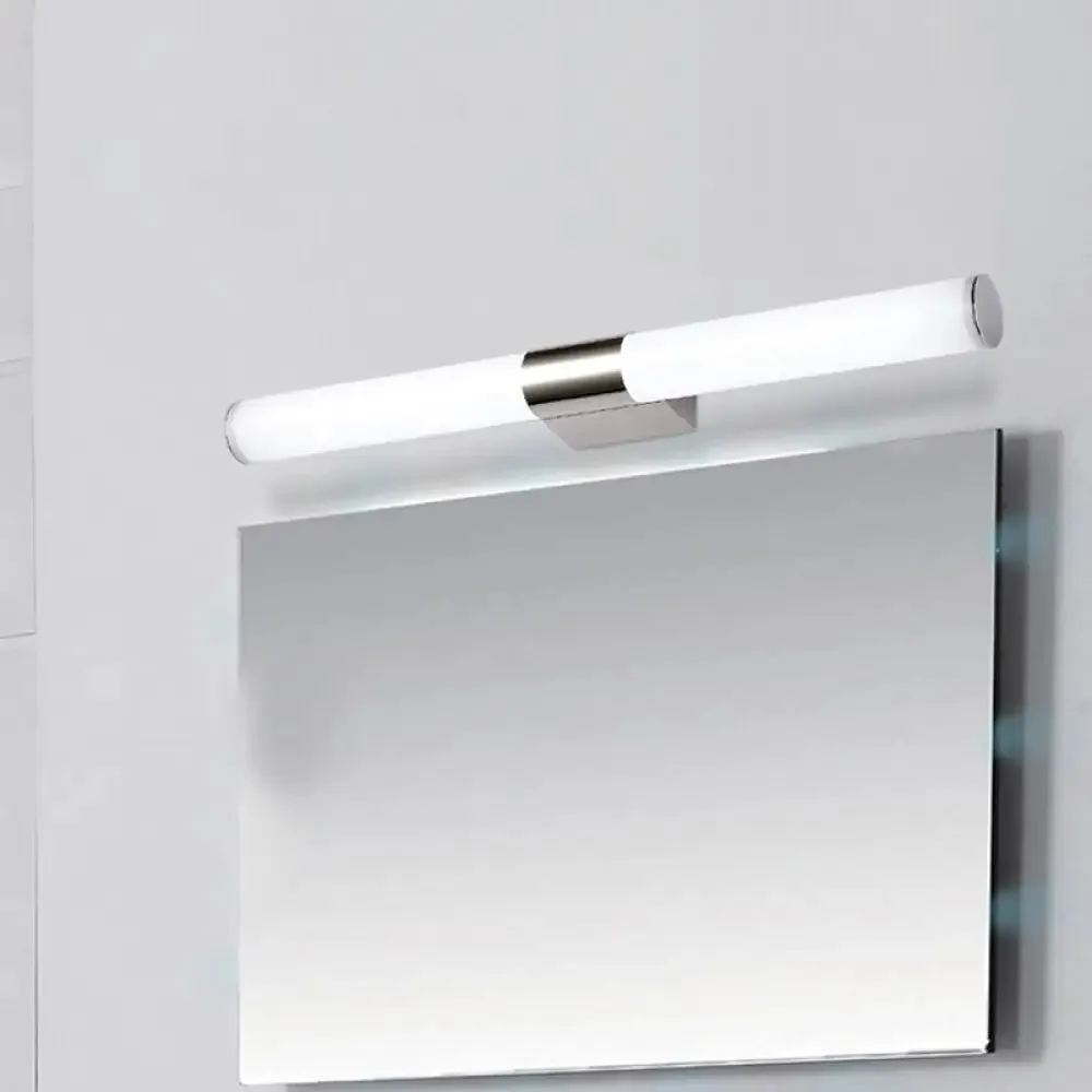 Modern Chrome LED Wall Vanity Light with Acrylic Tube and Warm/White Light, 18"/23.5"/31.5" Length