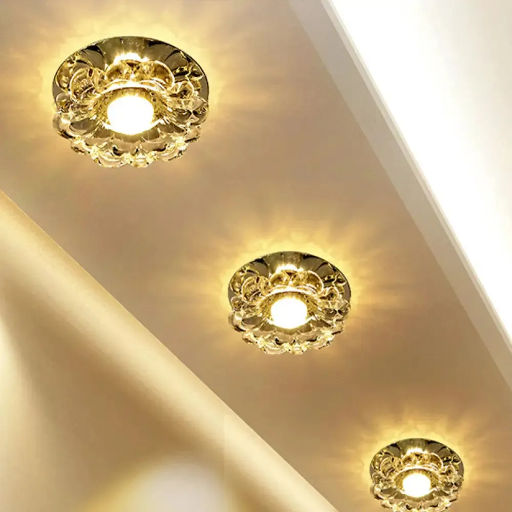 Modern Crystal Clear LED Flush Mount Light for Hallways and Corridors