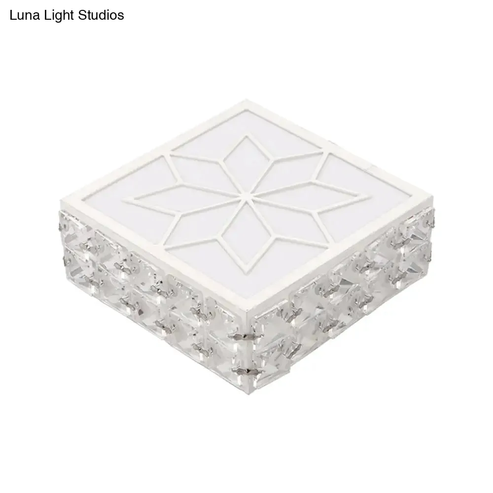 Modern Crystal Inserted Gold Finish LED Flush Mount Ceiling Light for Aisle