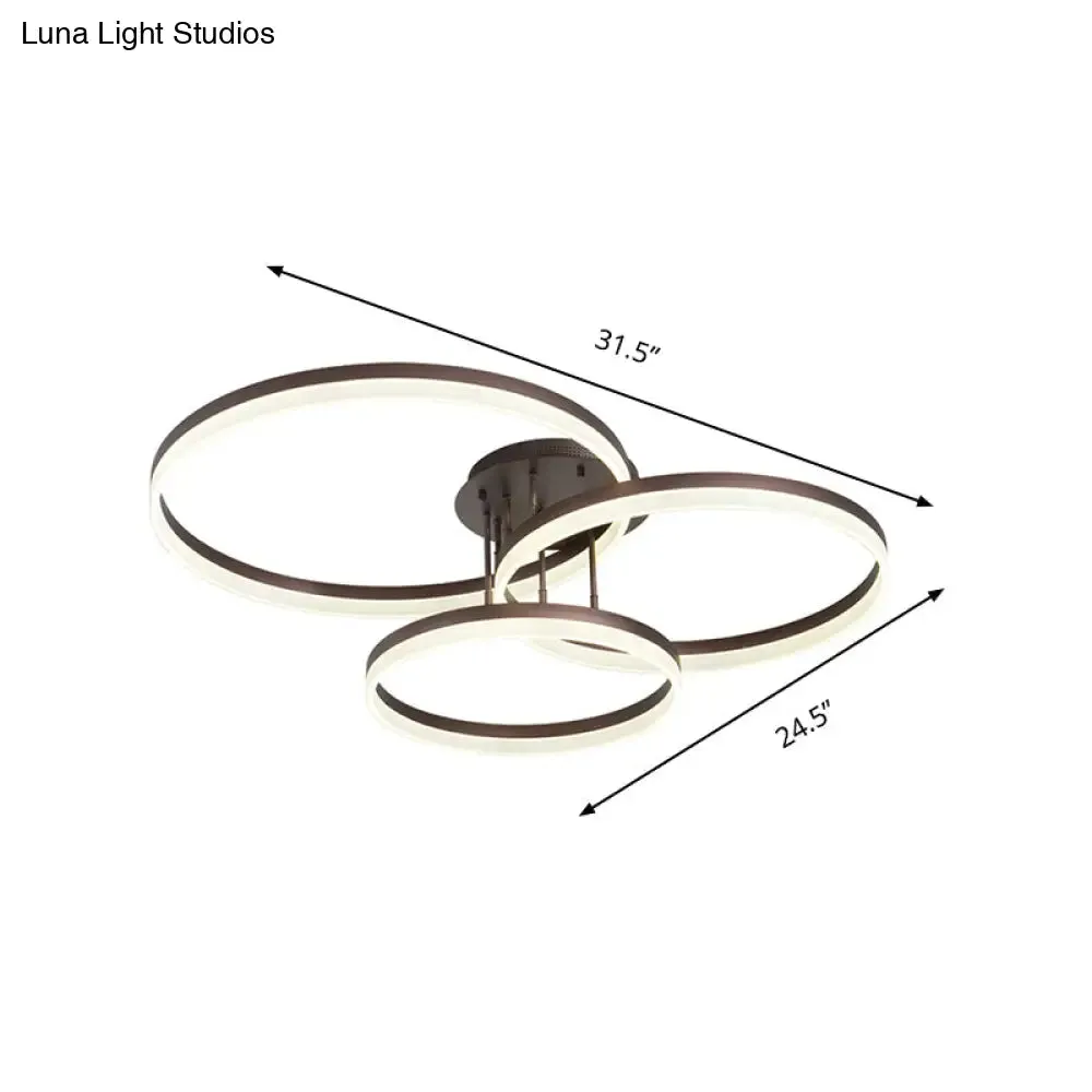 Modern LED Acrylic Ceiling Light Fixture - Brown Semi Flush Mount Lamp in 3 Widths & 3 Light Tones