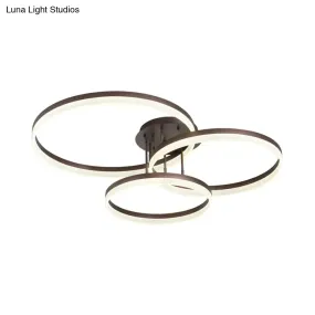 Modern LED Acrylic Ceiling Light Fixture - Brown Semi Flush Mount Lamp in 3 Widths & 3 Light Tones