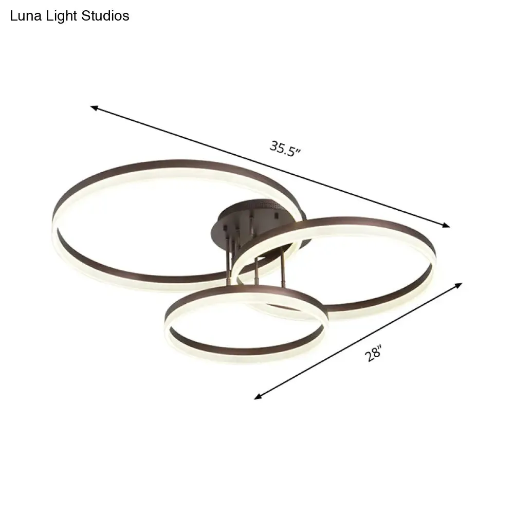 Modern LED Acrylic Ceiling Light Fixture - Brown Semi Flush Mount Lamp in 3 Widths & 3 Light Tones