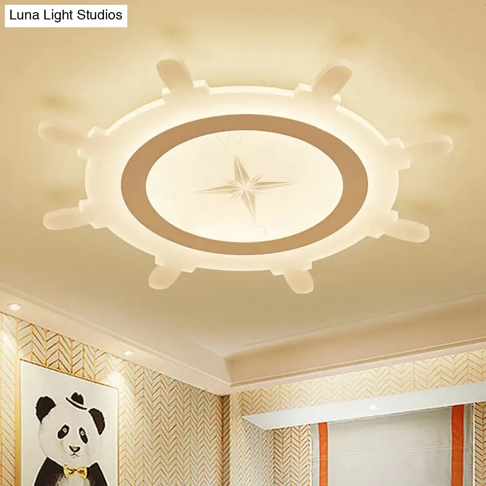 Modern LED Flush Ceiling Light with Rudder Acrylic Shade - Ideal for Child Bedroom