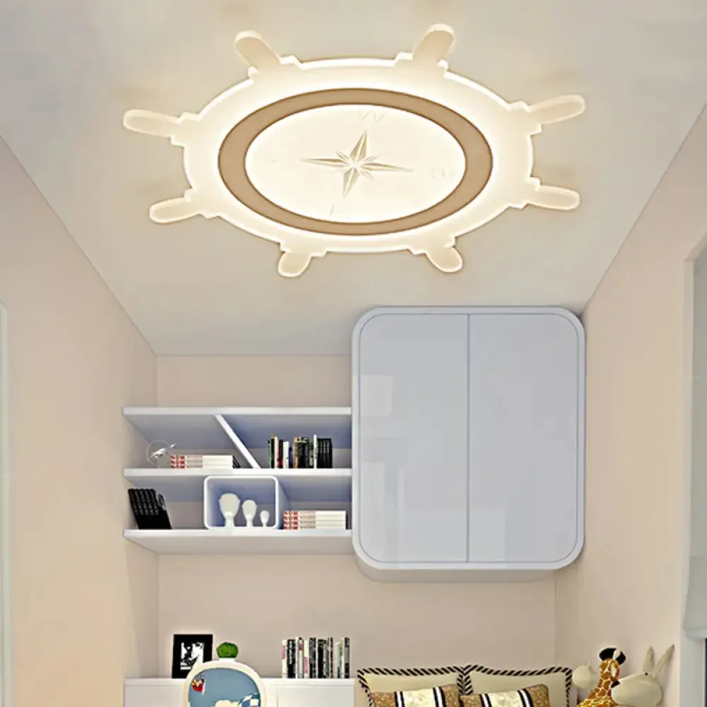 Modern LED Flush Ceiling Light with Rudder Acrylic Shade - Ideal for Child Bedroom