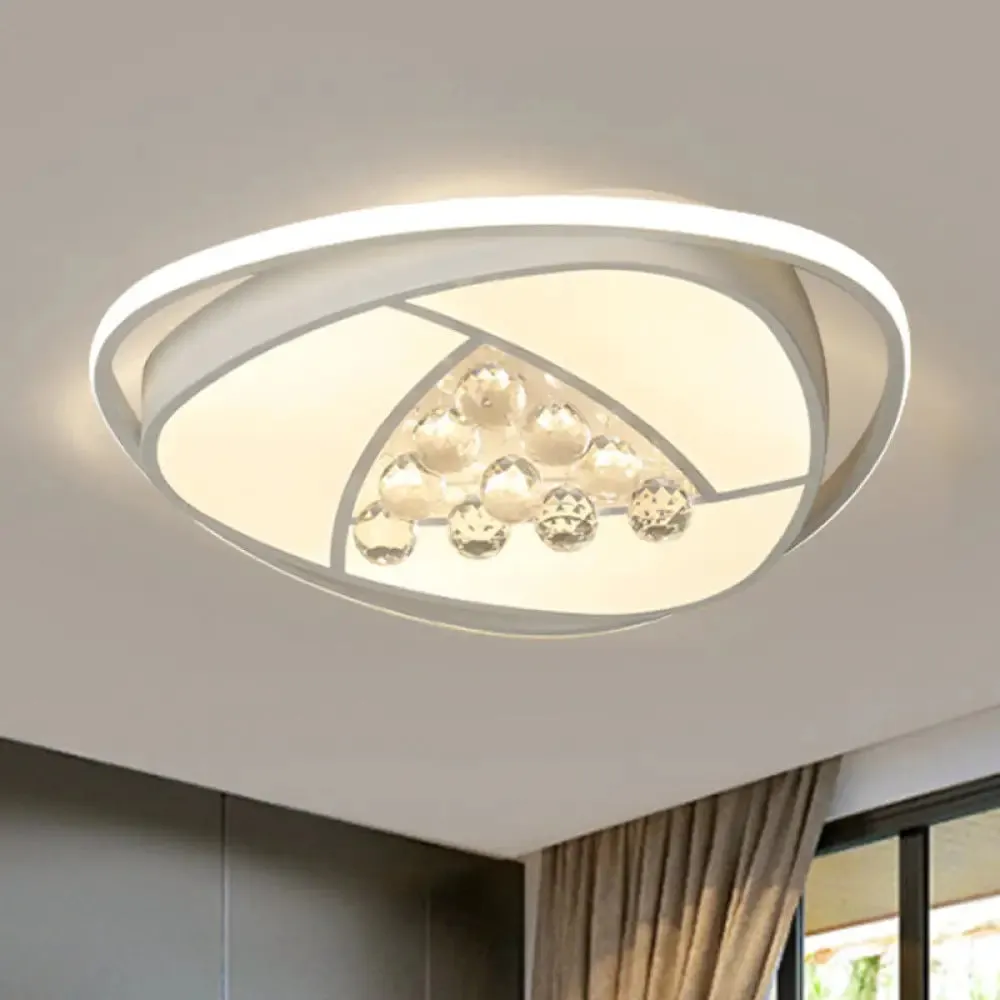 Modern LED Triangle Flush Ceiling Lamp - 16.5"/20.5" Acrylic & Clear Crystal, White Light