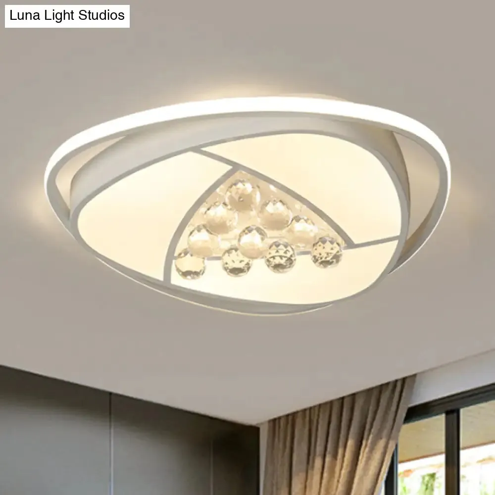 Modern LED Triangle Flush Ceiling Lamp - 16.5"/20.5" Acrylic & Clear Crystal, White Light