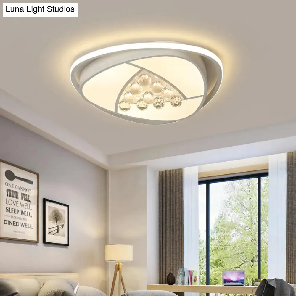 Modern LED Triangle Flush Ceiling Lamp - 16.5"/20.5" Acrylic & Clear Crystal, White Light