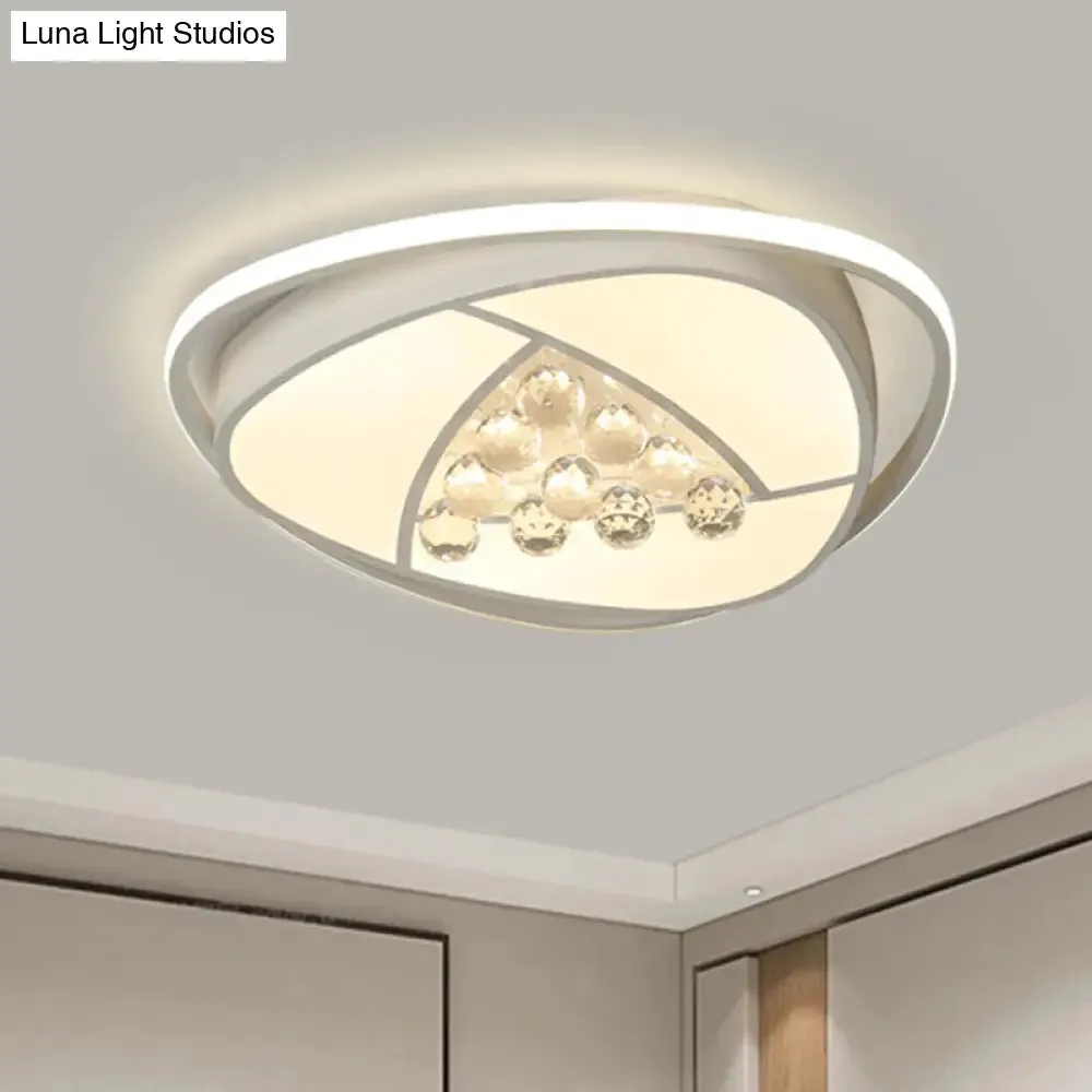 Modern LED Triangle Flush Ceiling Lamp - 16.5"/20.5" Acrylic & Clear Crystal, White Light