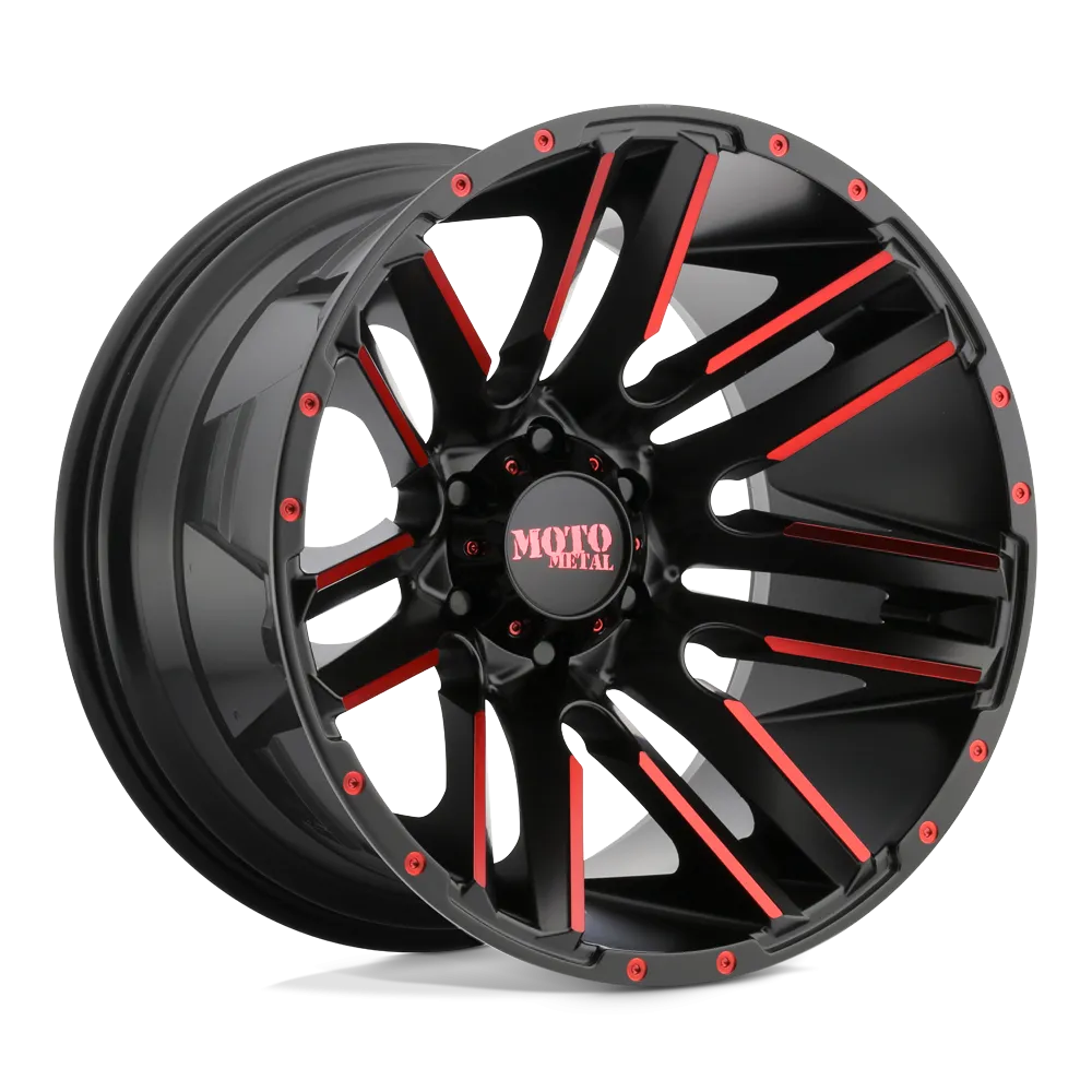 Moto Metal MO978 Razor 20X12 6X135 -44 mm Satin Black Machined Red Tint