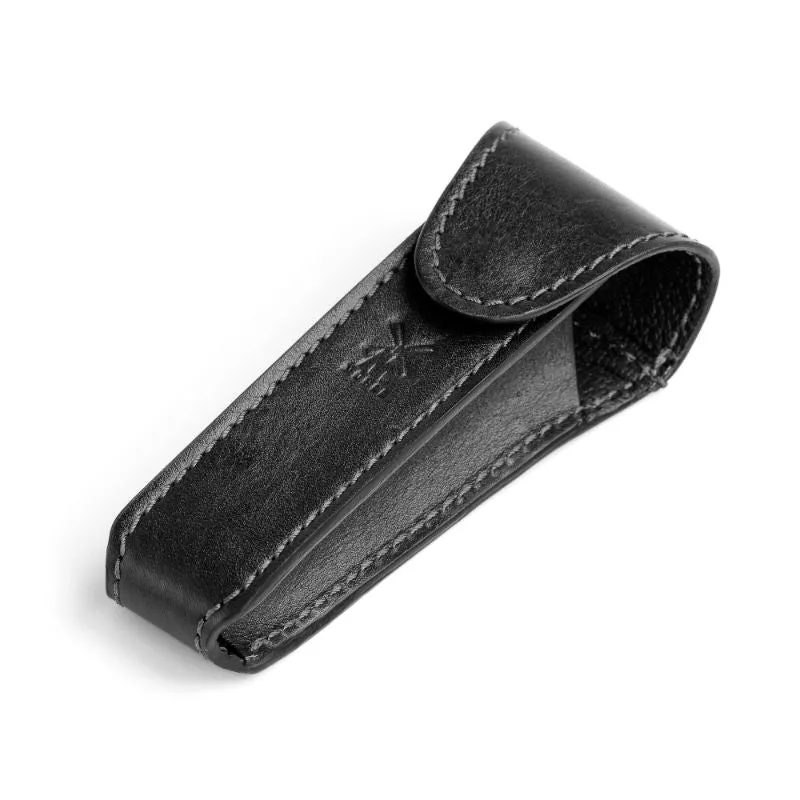 MUHLE Travel Black Leather Pouch for Safety Razor