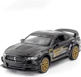 MUSTANG 1:24 DIECAST SCALE MODEL METAL PULL BACK WITH OPENABLE DOORS & LIGHT, MUSIC TOY VEHICLE FOR KIDS [ COLOR AS PER STOCK ]