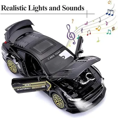 MUSTANG 1:24 DIECAST SCALE MODEL METAL PULL BACK WITH OPENABLE DOORS & LIGHT, MUSIC TOY VEHICLE FOR KIDS [ COLOR AS PER STOCK ]