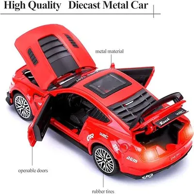 MUSTANG 1:24 DIECAST SCALE MODEL METAL PULL BACK WITH OPENABLE DOORS & LIGHT, MUSIC TOY VEHICLE FOR KIDS [ COLOR AS PER STOCK ]