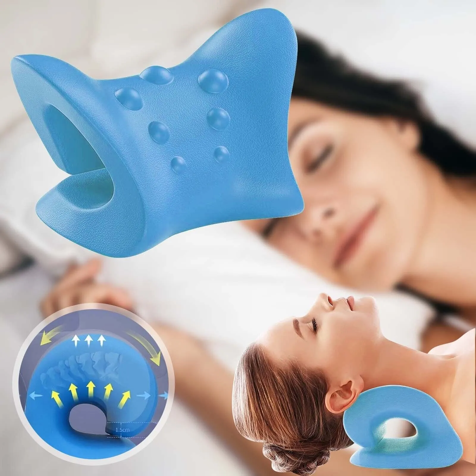 Neck Cloud Massage Pillow - Ergonomic Neck Cloud Cervical Traction Device Chiropractic Pillow for Spine Alignment, Neck and Shoulder Relaxer and Muscle Tension