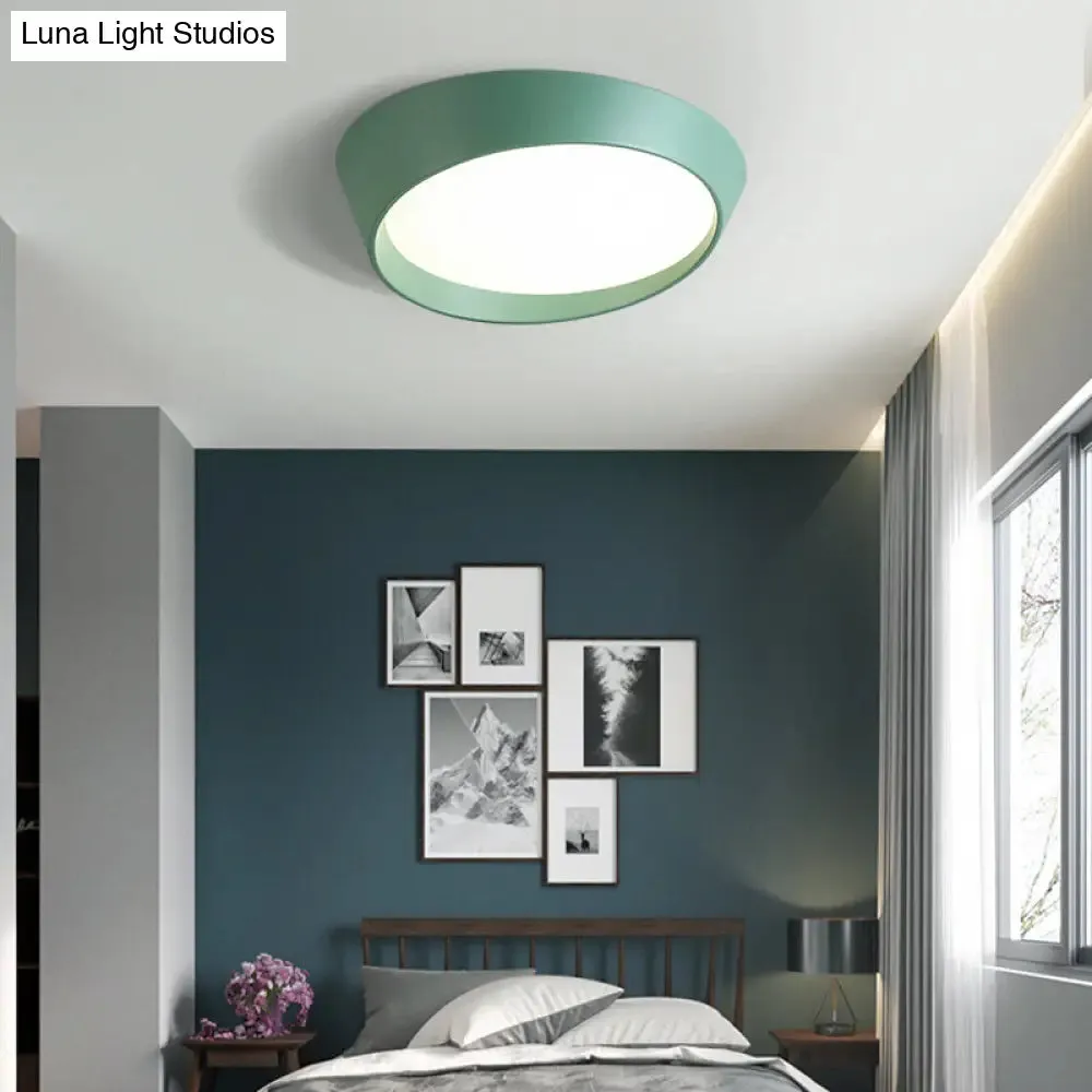 Nordic LED Round Ceiling Light Fixture - Acrylic Flush Mount Lamp for Bedroom in White/Grey/Green - 16"/19.5" Dia