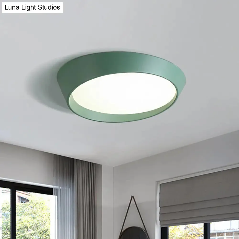 Nordic LED Round Ceiling Light Fixture - Acrylic Flush Mount Lamp for Bedroom in White/Grey/Green - 16"/19.5" Dia