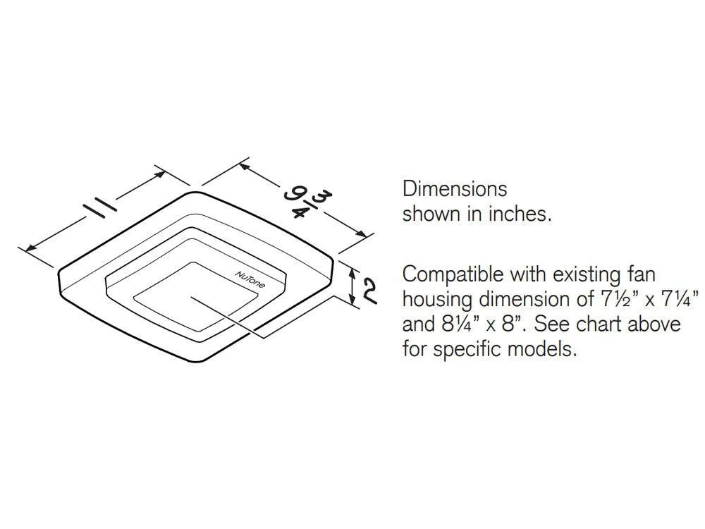 NuTone Easy Install Bathroom Exhaust Fan Grille Cover With LED Light