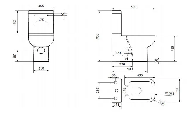 Options 600 Close to Wall Close Coupled Toilet with Soft Close Seat