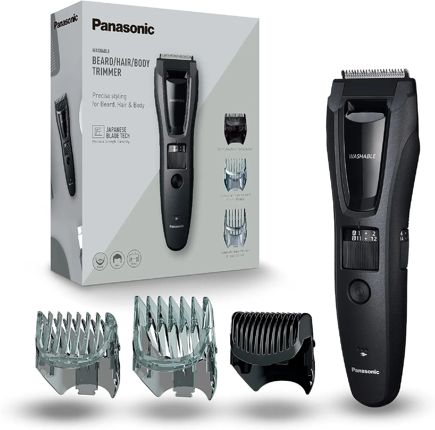 Panasonic ER-GB62 Wet & Dry Beard, Hair & Body Trimmer for Men - 40 Length Settings, Black