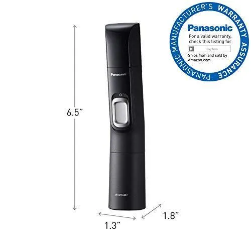 Panasonic Men’s Ear and Nose Hair Trimmer with Vacuum Cleaning System – Wet Dry Hypoallergenic High-Performance Dual Edge Blade - ER-GN70-K (Black)