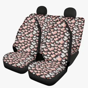 Pink Hearts Microfiber Car Seat Covers - 3Pcs