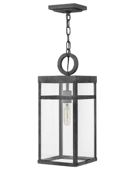 Porter LED Hanging Lantern in Aged Zinc