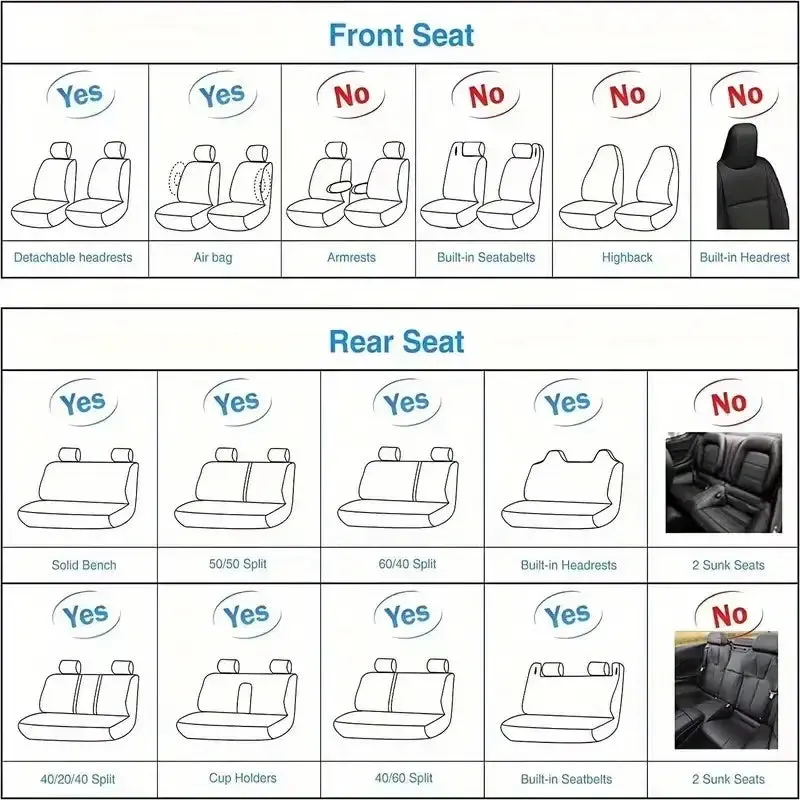 PU Leather Car Seat Covers, 5-Seat Front & Rear Durable Seat Cushions for All Cars