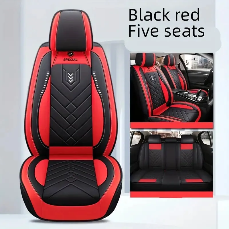 PU Leather Car Seat Covers, 5-Seat Front & Rear Durable Seat Cushions for All Cars