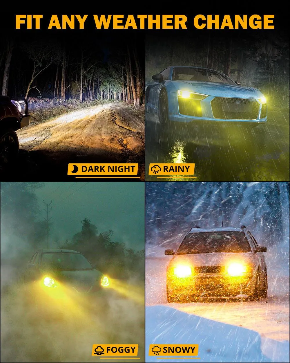 🆕R7 Series 25000LM 70W RGB Remote Control LED Headlight Bulb/DRL/Fog Light