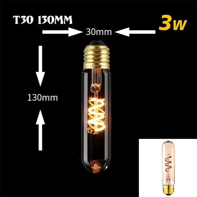 Retro Dimmable LED Edison Bulb E27 3W Gold Spiral Filament ST64 G125 Ampoule LED Lamp Incandescent Chandelier Decorative Lightin