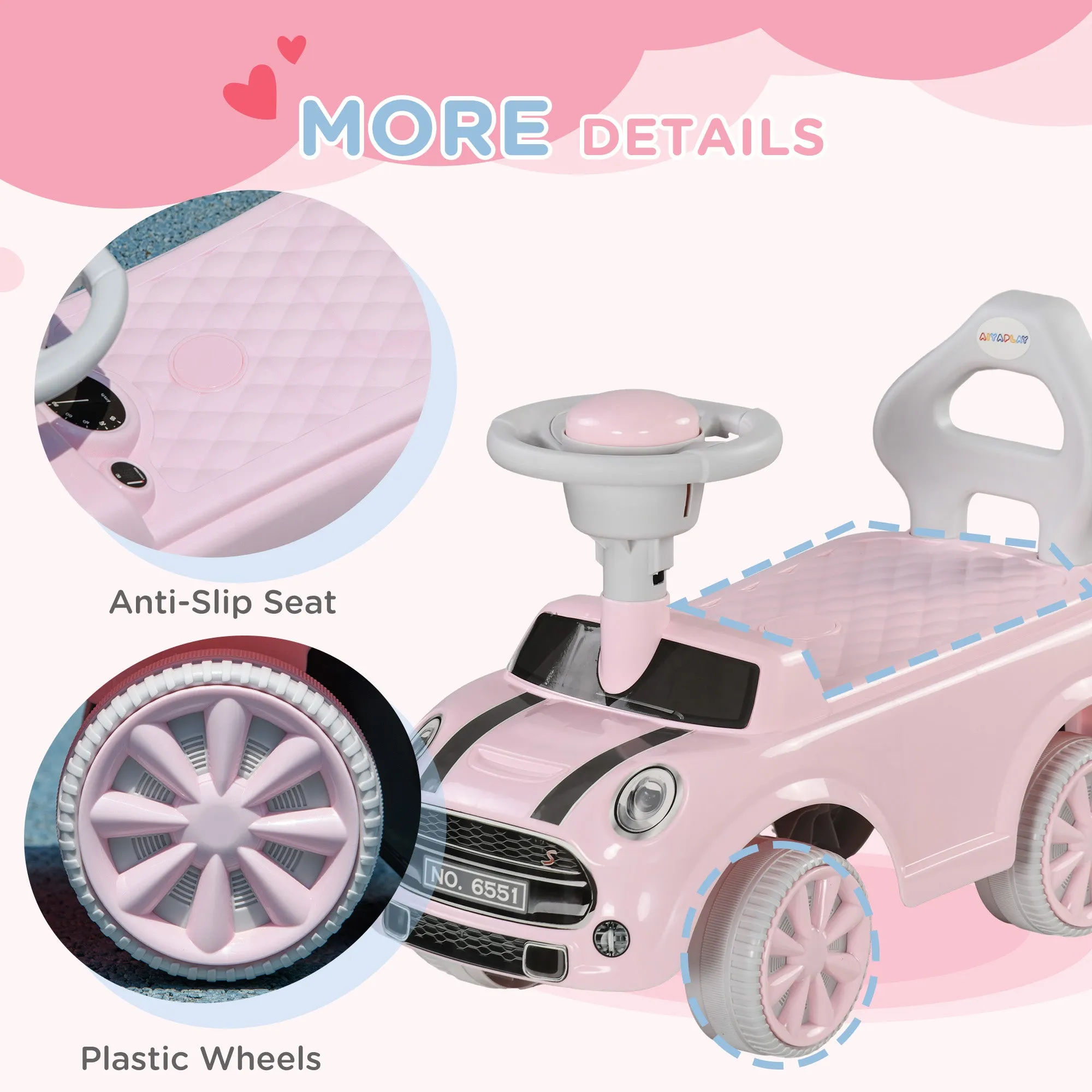 Ride On Car Foot To Floor Sliding Car w/ Air Horn - Pink