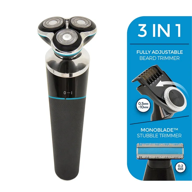 Rotary Shaver And Trimmer Lithium Pro 3 Wet Or Dry - USB Charge