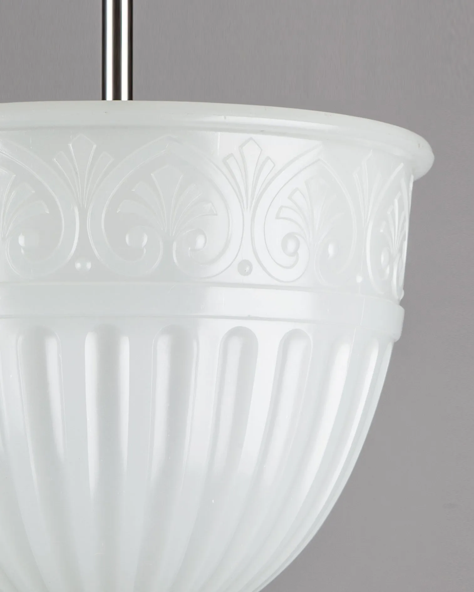 Semi-Flush Mount with Palmette Bordered Opaline Glass Dome