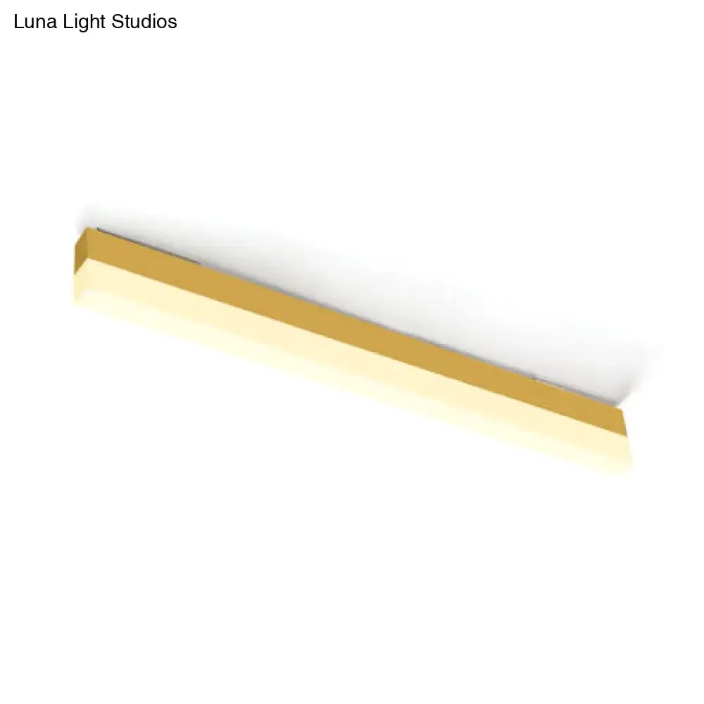 Sleek LED Office Flush Mount: Contemporary Black/Yellow Slim Linear Metal Lamp