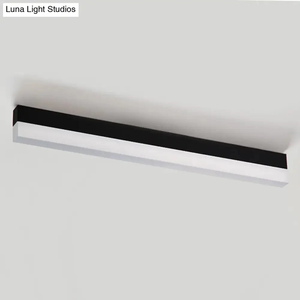 Sleek LED Office Flush Mount: Contemporary Black/Yellow Slim Linear Metal Lamp