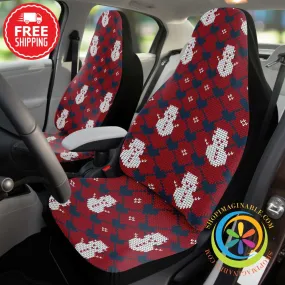 Snowman Sweater Knitted Christmas Car Seat Covers