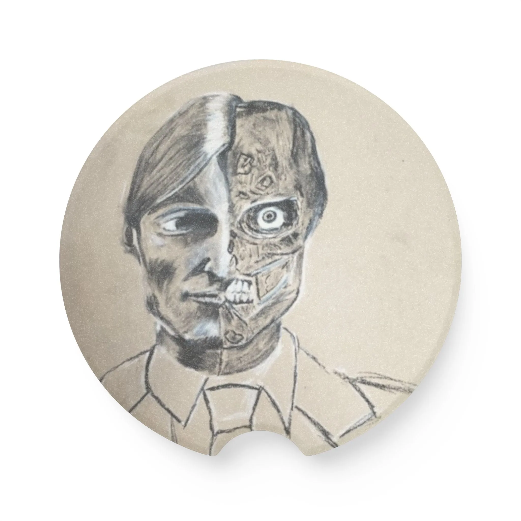 Soapstone Car Coaster: Half-face man