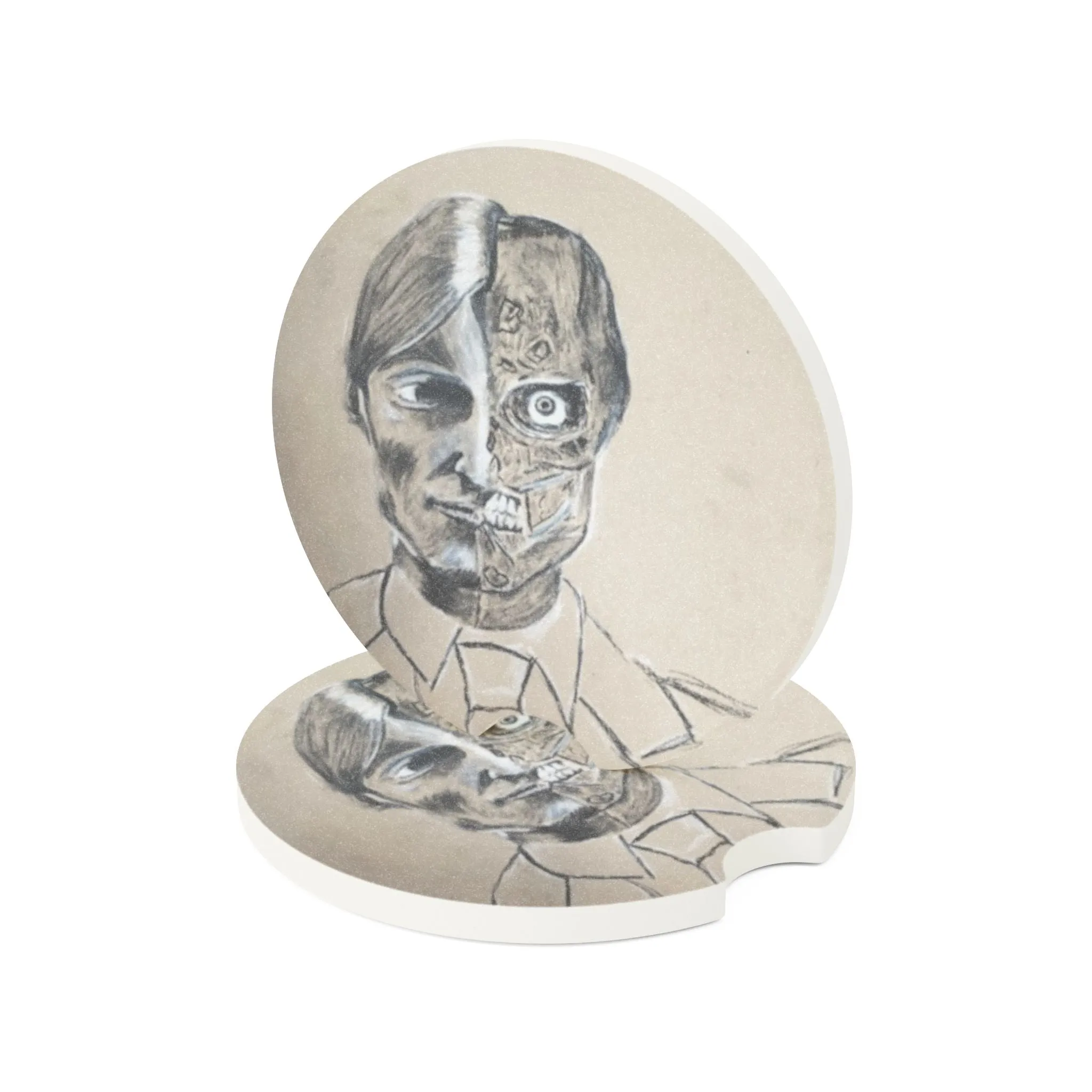 Soapstone Car Coaster: Half-face man