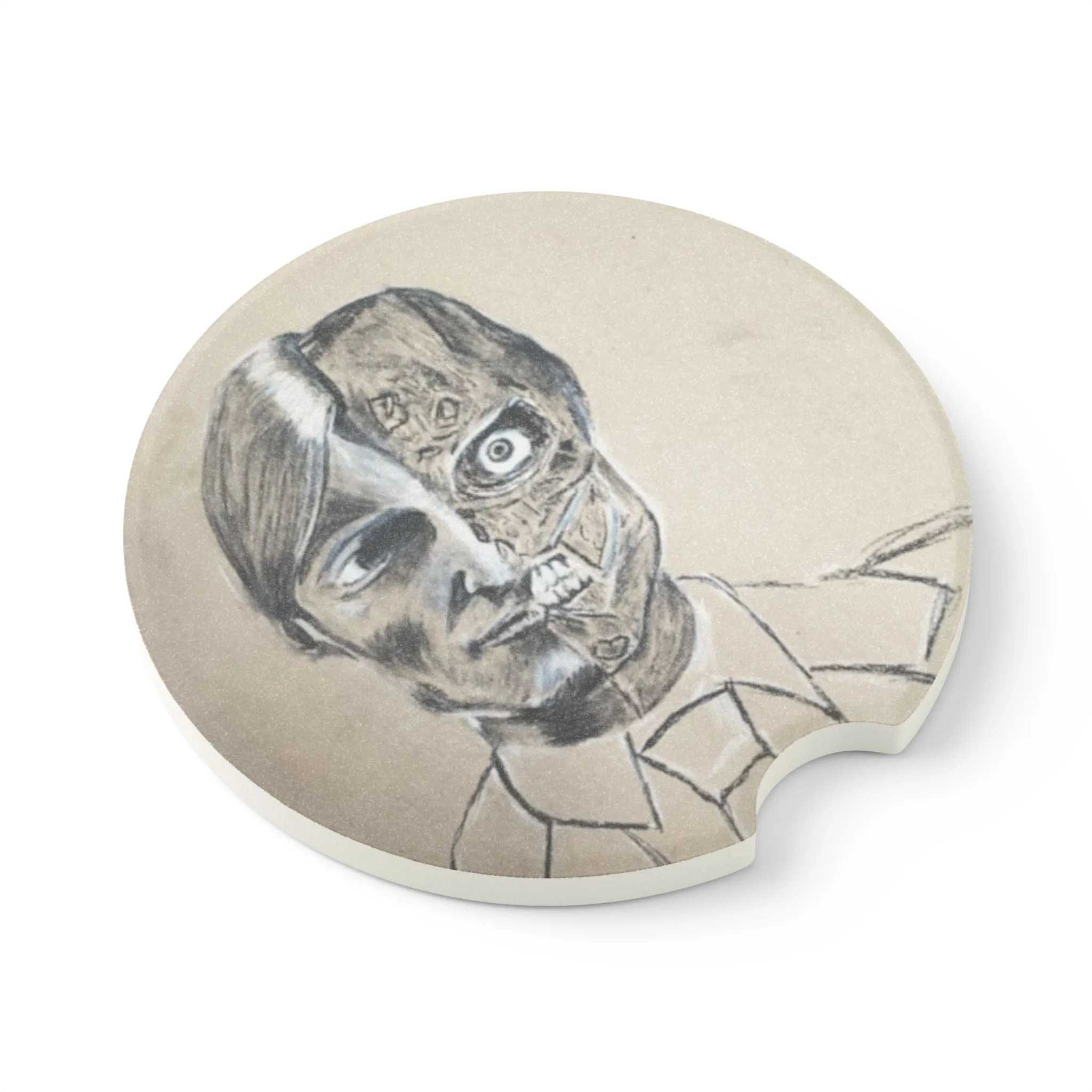 Soapstone Car Coaster: Half-face man